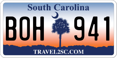 SC license plate BOH941