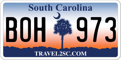 SC license plate BOH973