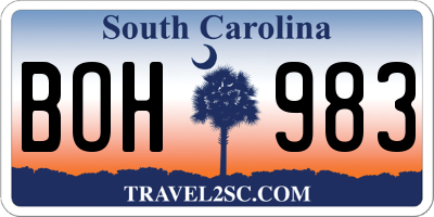 SC license plate BOH983