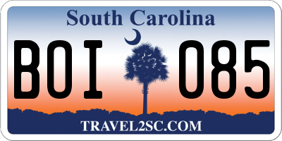 SC license plate BOI085