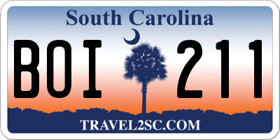 SC license plate BOI211