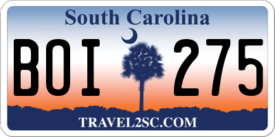 SC license plate BOI275