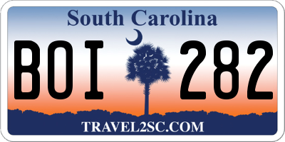 SC license plate BOI282