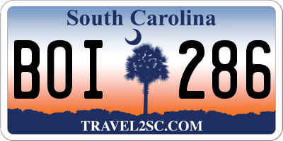 SC license plate BOI286