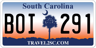 SC license plate BOI291