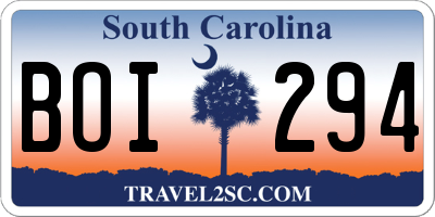SC license plate BOI294
