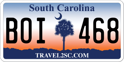 SC license plate BOI468