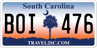 SC license plate BOI476
