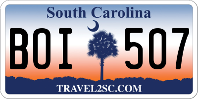 SC license plate BOI507