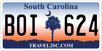 SC license plate BOI624