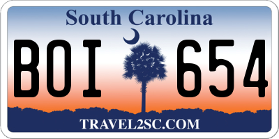 SC license plate BOI654