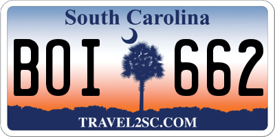 SC license plate BOI662