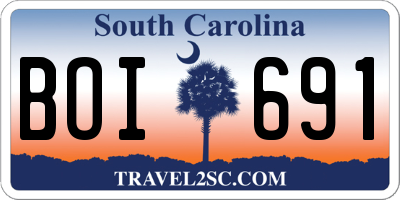 SC license plate BOI691