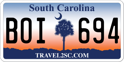 SC license plate BOI694