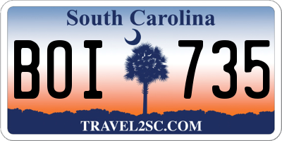 SC license plate BOI735