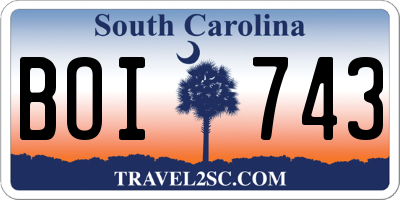 SC license plate BOI743