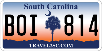 SC license plate BOI814