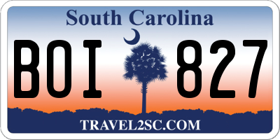 SC license plate BOI827
