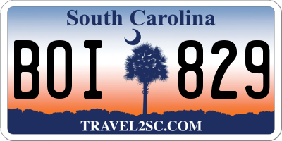 SC license plate BOI829