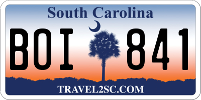 SC license plate BOI841