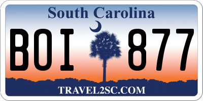 SC license plate BOI877
