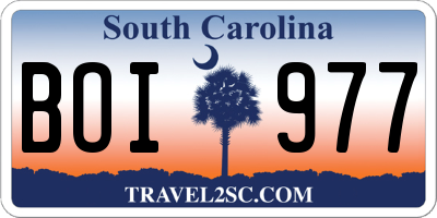 SC license plate BOI977