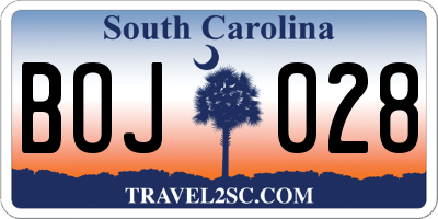 SC license plate BOJ028