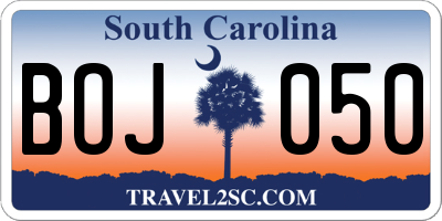 SC license plate BOJ050