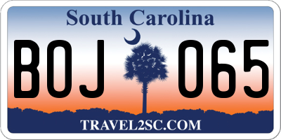 SC license plate BOJ065
