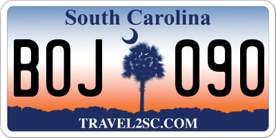 SC license plate BOJ090