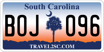 SC license plate BOJ096