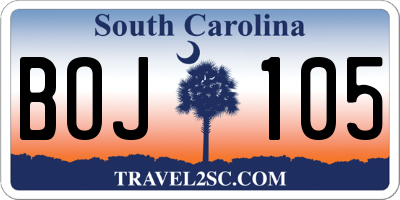 SC license plate BOJ105