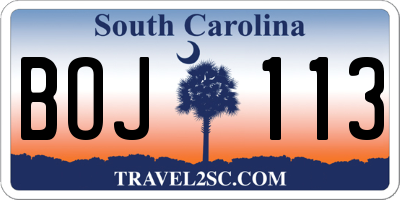 SC license plate BOJ113