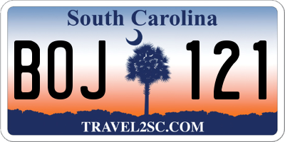 SC license plate BOJ121