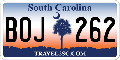 SC license plate BOJ262