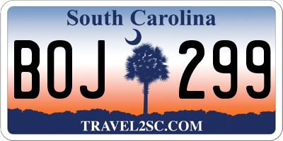 SC license plate BOJ299