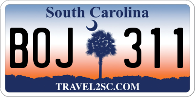 SC license plate BOJ311