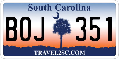 SC license plate BOJ351