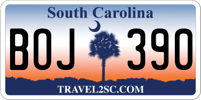 SC license plate BOJ390