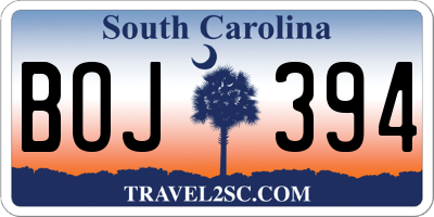 SC license plate BOJ394
