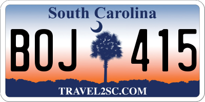SC license plate BOJ415