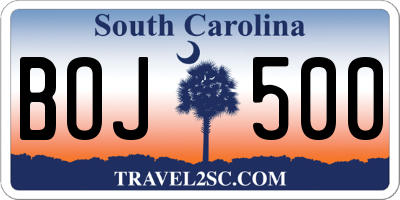 SC license plate BOJ500