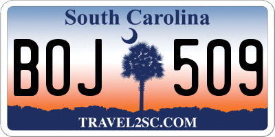 SC license plate BOJ509