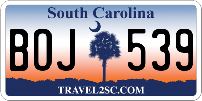 SC license plate BOJ539