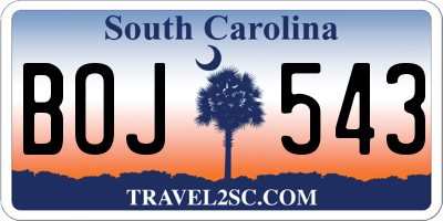 SC license plate BOJ543
