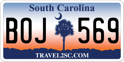 SC license plate BOJ569