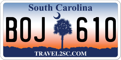 SC license plate BOJ610