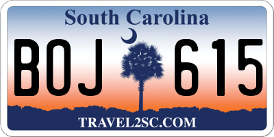 SC license plate BOJ615