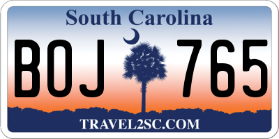 SC license plate BOJ765