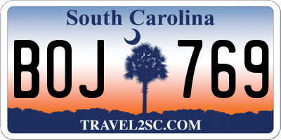 SC license plate BOJ769
